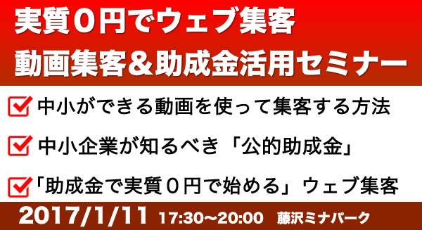 1月11日　助成金活用　動画マーケティング